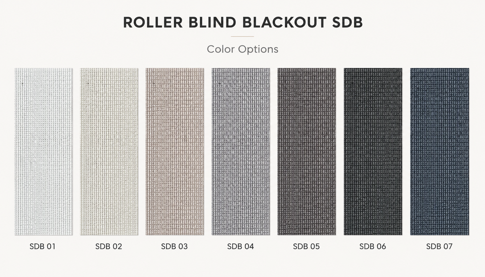 Carely SDB blackout roller blind fabric colours