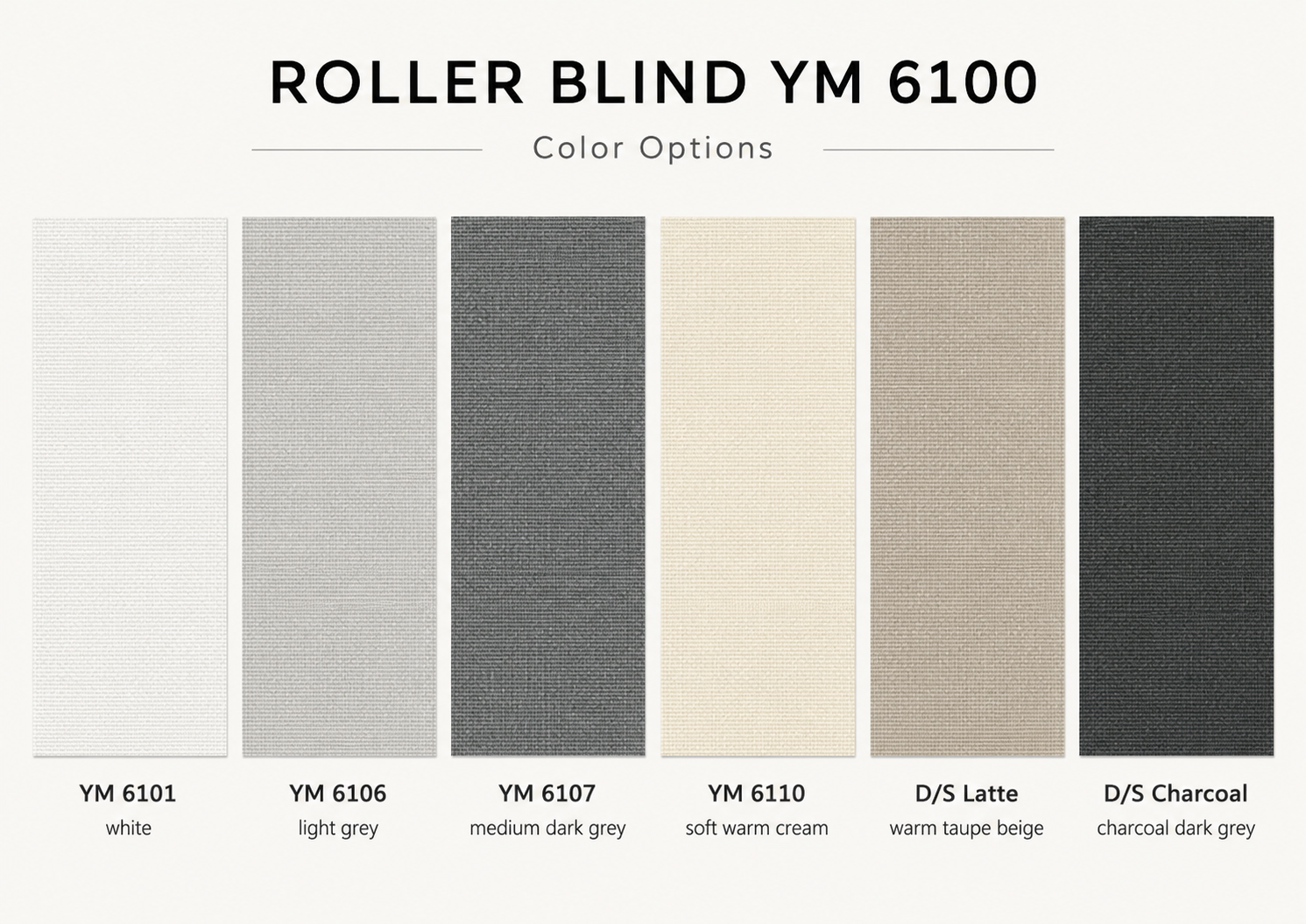 Carely YM 6100 roller blind fabric colour collection