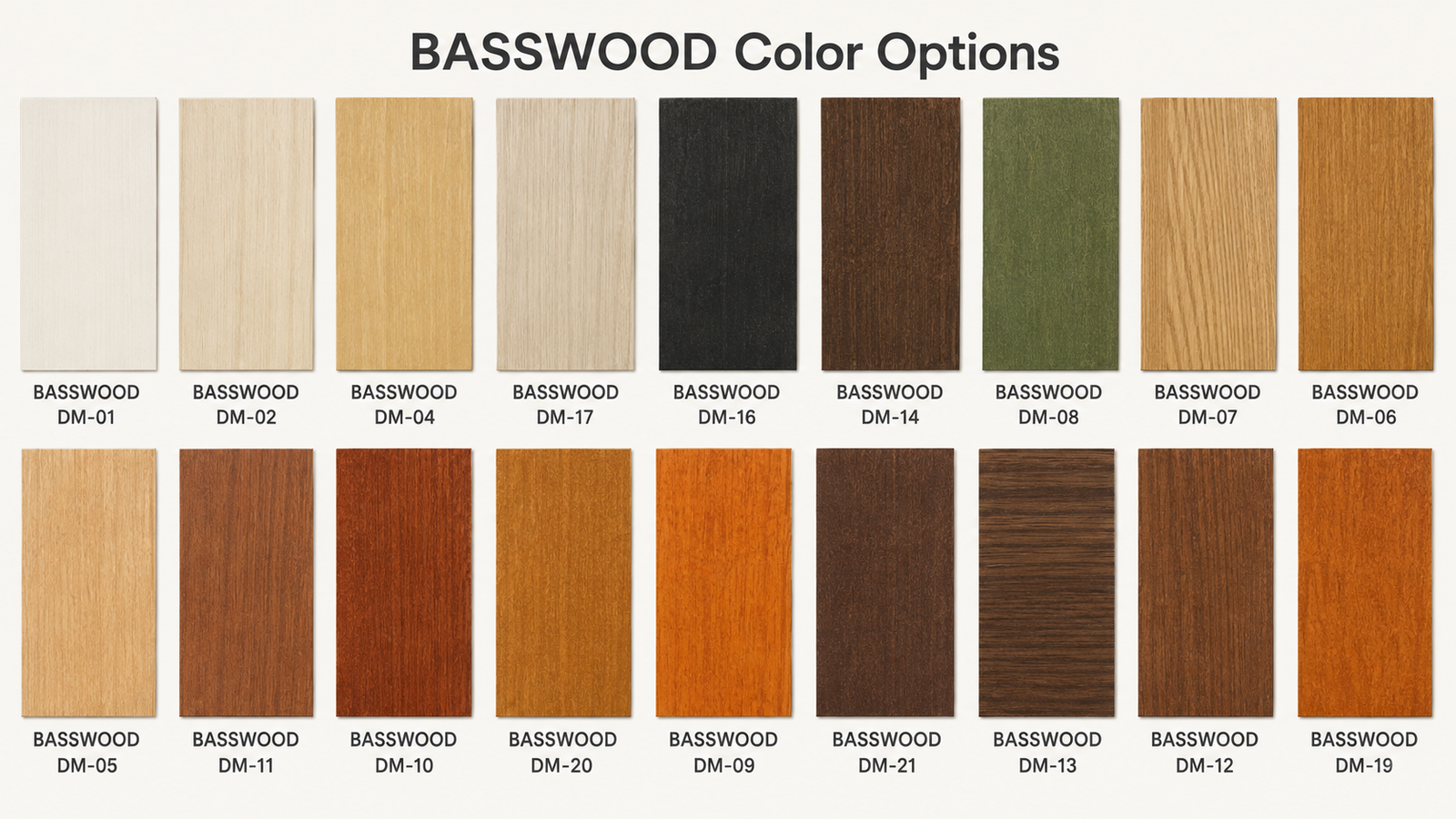 Carely Basswood Venetian blind colour options