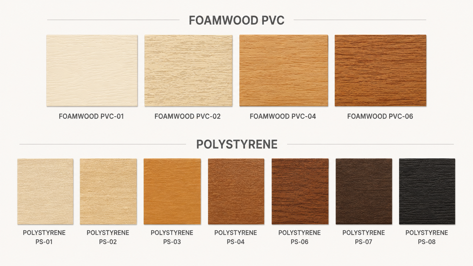 Carely Foamwood PVC and Polystyrene Venetian blind colour options